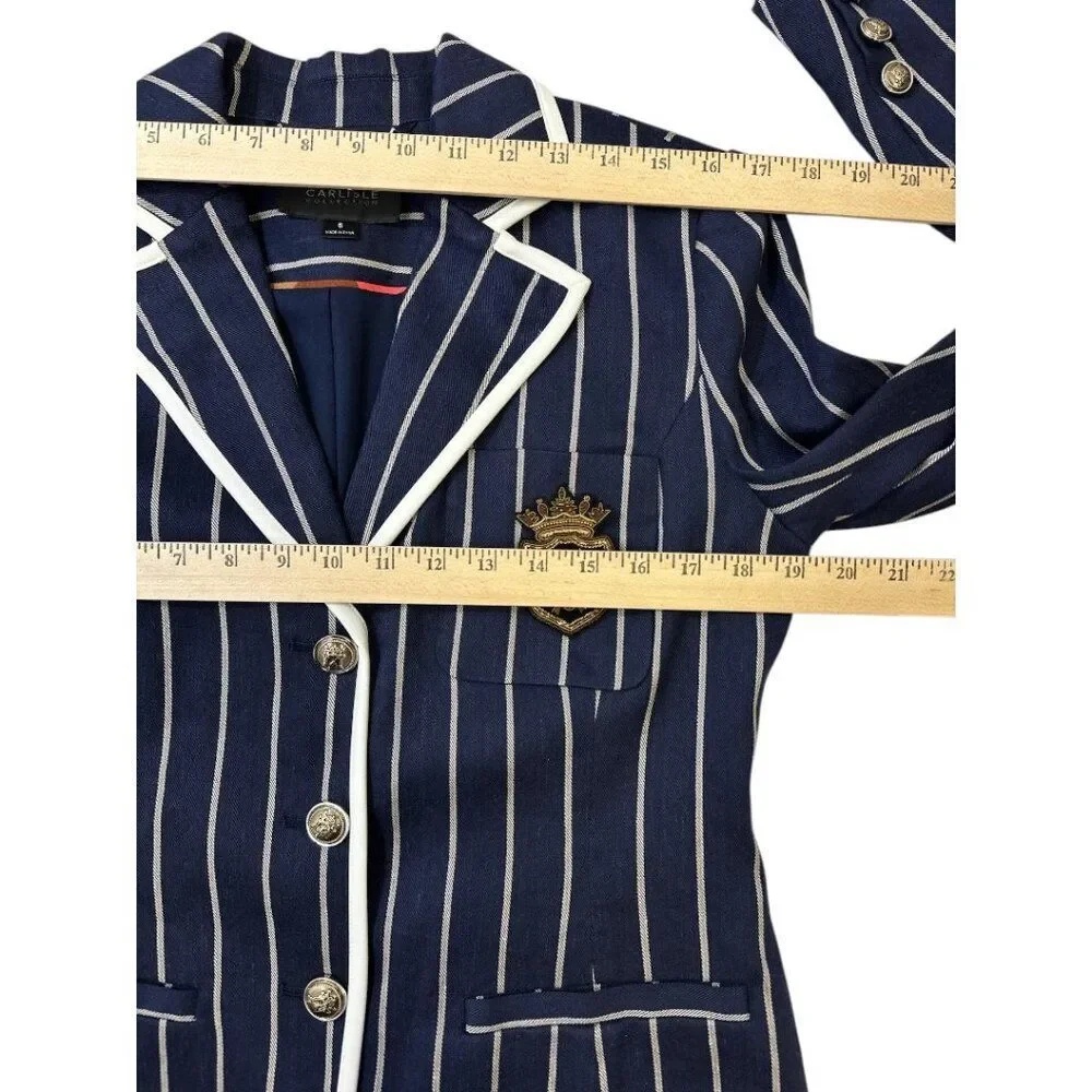 Carlisle Collection Linen Blend Jacket Captain Nautical Luxe Sz6 Tailored Blazer